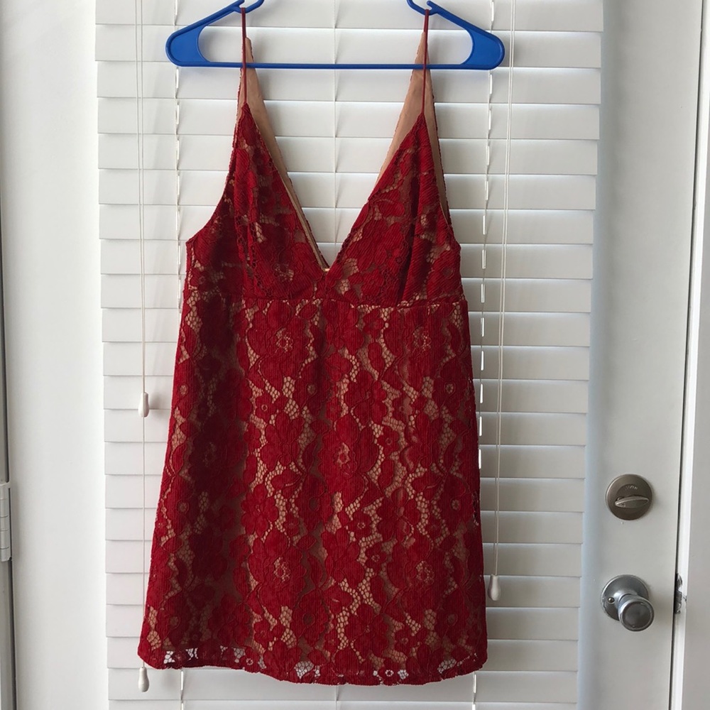 Red lace free people dress